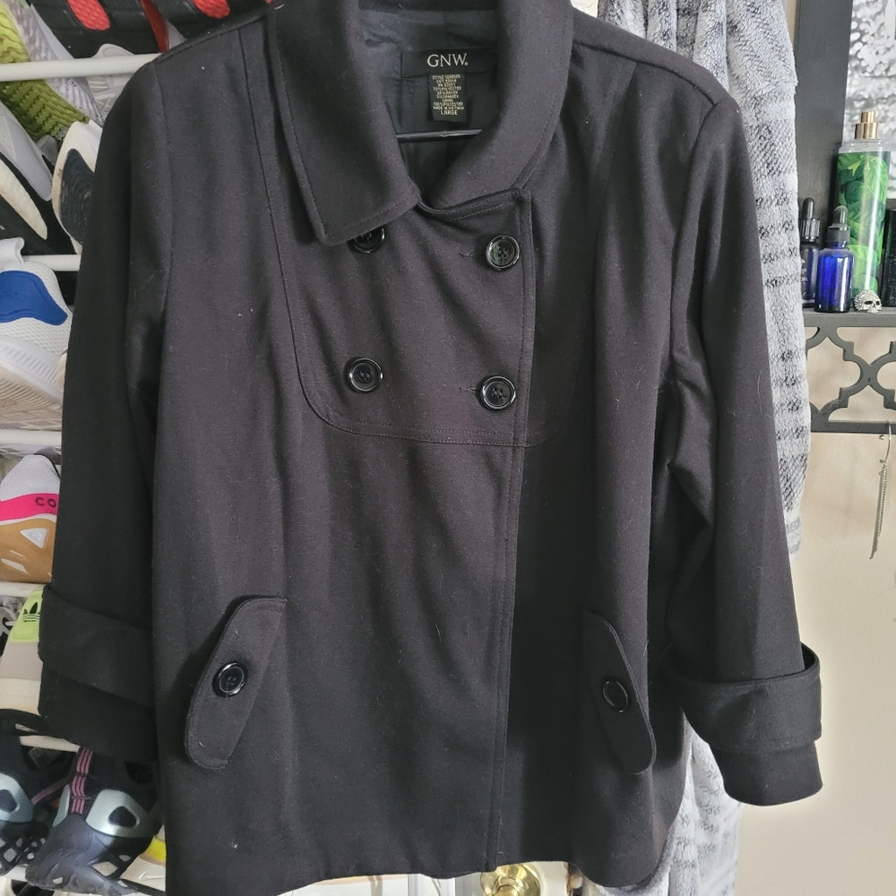 GNW Women's Black Peacoat